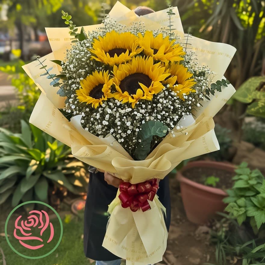 Ramo de baby y girasol